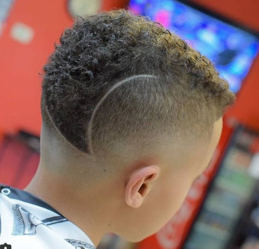 Short Curly with Side Design boy Haircut