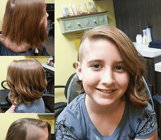 Curly Tails with Shaved Side Girls Haircut
