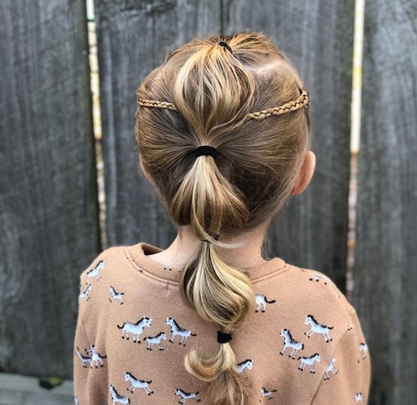 Section Ponytail with breads for Little Girl