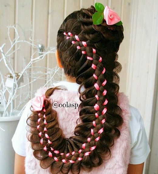 Fancy Long Scolopendra Hairstyle with Ribon