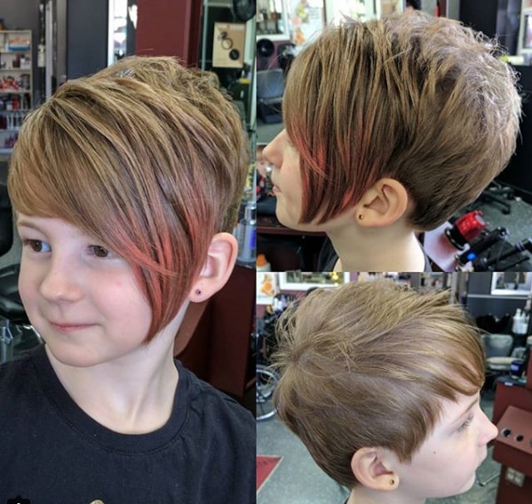 Short Pixie Hair With Side Swept Color Bangs