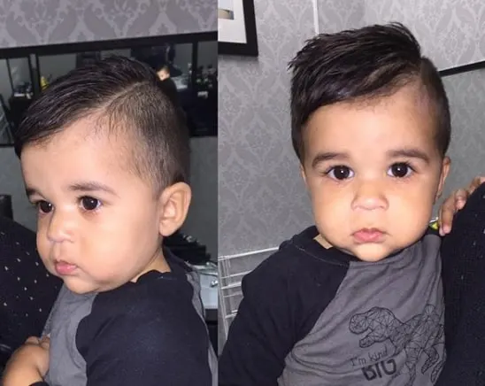 Short Side Swept Hair With Hard Part for Baby Boys