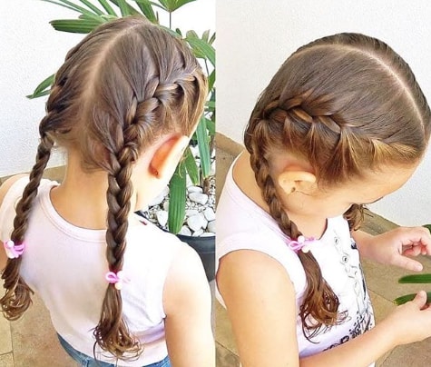 Center Parted Hair With Braided Pigtails