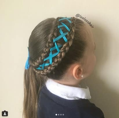 Double Braided Ponytail With Ribbon