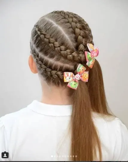 Braided Hairstyle With Unique Ponytails