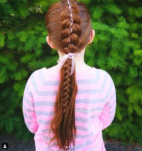 Centre Braided Ponytail With Ribbon Knot