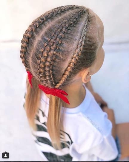 Centre Parted Hairstyle With Braided Top