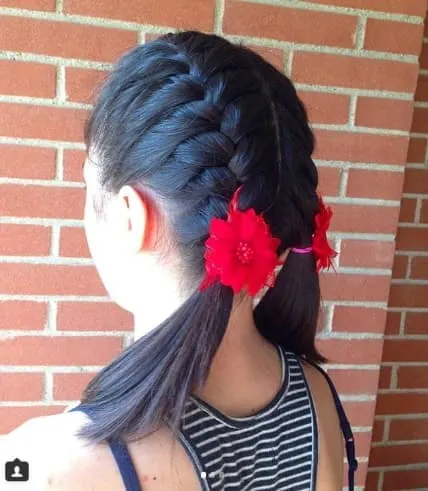 Centre Parted Hairstyle With Braids