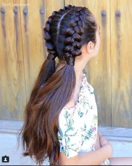 Centre Parted Hairstyle With Thick Braids