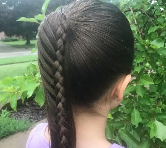 Combed Back Hairstyle With Braided Ponytail