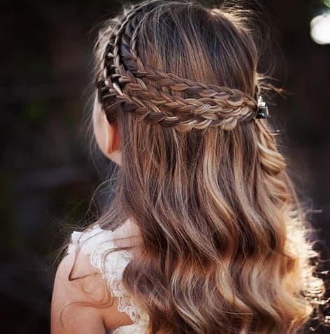 Flowered Braids With Long Wavy Hair