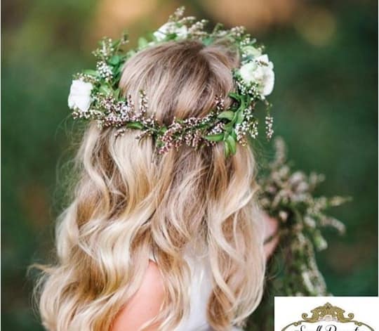 Naturally Wavy Hairstyle With Flowered Crown