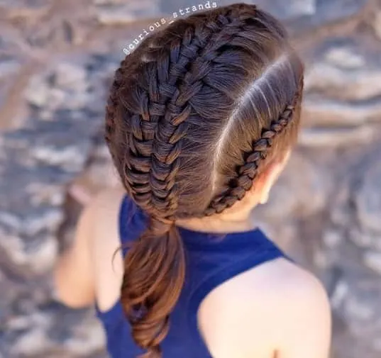 Side Parted Hairstyle With Braids For Little Girl
