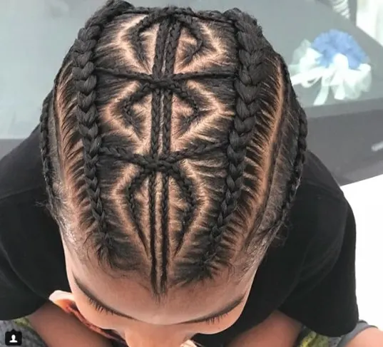 Braided Hairstyle With A Cool Design-min