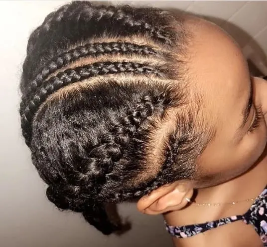 Braided Hairstyle With Parallel Center Braids
