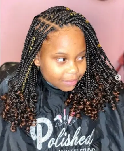 Side Parted Braided Hairstyle With Curly Tips