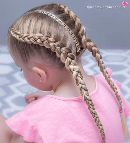 Braided Pigtails With Centre Parted Hair