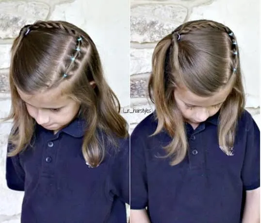 L-Shaped Braid With A Side Swept Ponytail