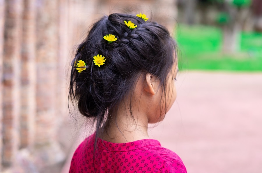 braided bun hairstyle for little girl