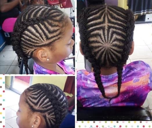 Cornrows With Thick Braided Pigtails