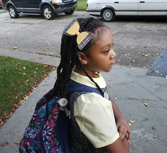 Long Braided Hairstyle -  Little Black Girl Hairstyle for School