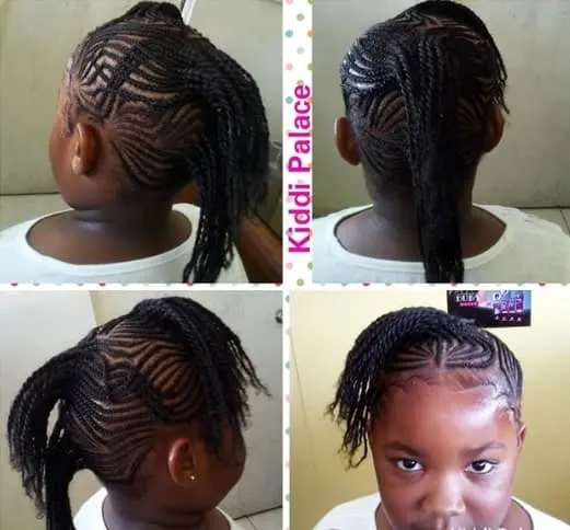 Side Swept Cornrows With Double Ponytail
