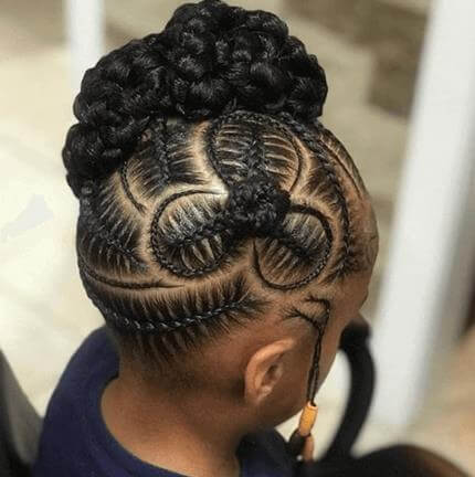 Cornrows Design With Thick Braided Buns