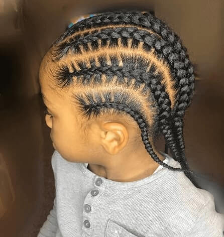 Wide Cornrows With Tails