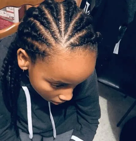 Combed Back Hairstyle With Cornrows And Bun