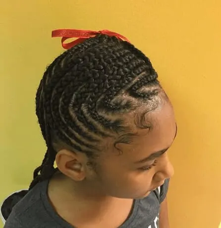 Horizontal Cornrows With Ponytail