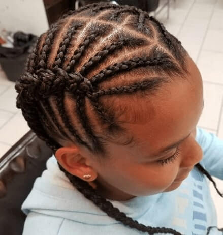 Center Parted Cornrows With Pigtails