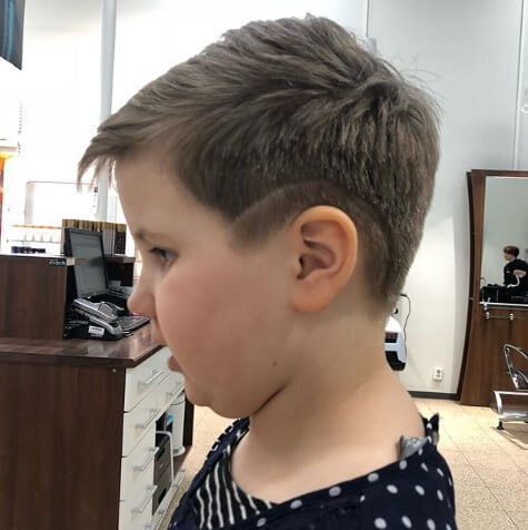 Casual Side Swept Hairstyle With Low Fade And Design-mrkidshaircuts.com