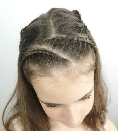 5.       Center Parted Hairstyle With Fine Braids And Pigtails