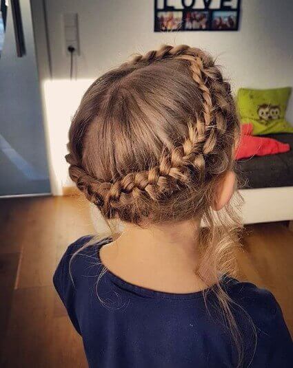 Center Parted Hairstyle With Braided Crown