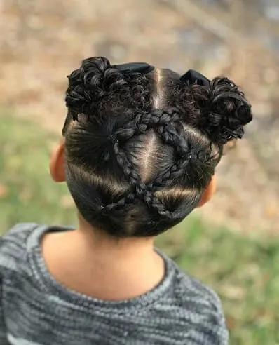 Center Parted Hairstyle With Braided Pattern