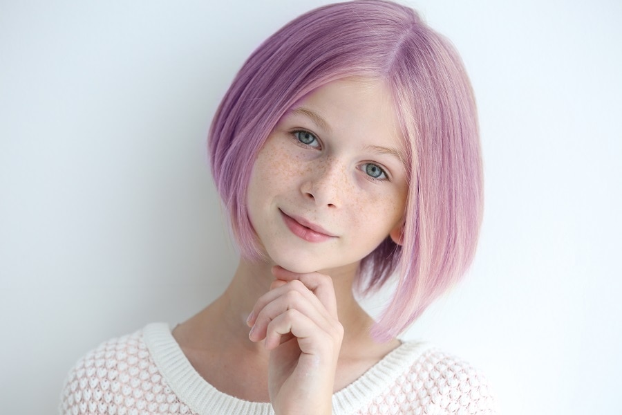 medium pastel pink bob hairstyle