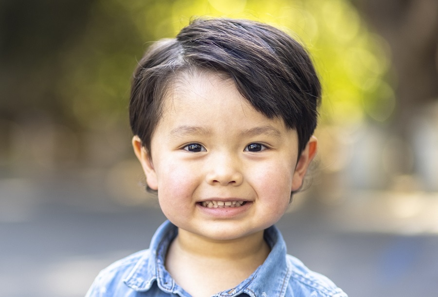 Asian boy with side swept hair