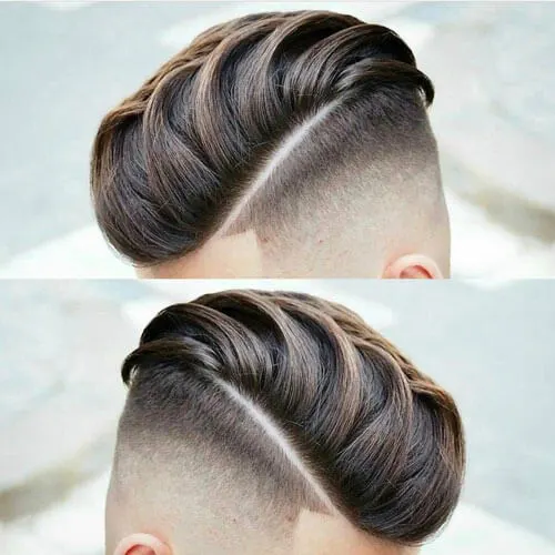 Layered Side Swept Top With Fade Undercut