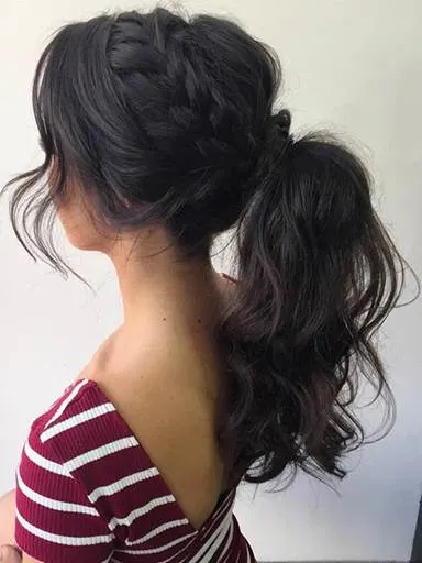 Braided Hairstyle With Messy Ponytail
