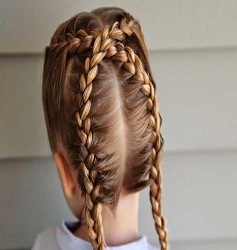 Center Parted Hairstyle With Cross-Braided Look
