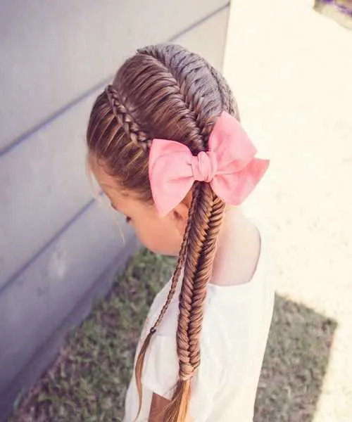 Combed Back Hairstyle With Side Fishtail Braid