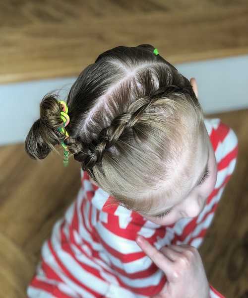 Short Hairstyle With Horizontal Braid And Side Bun 