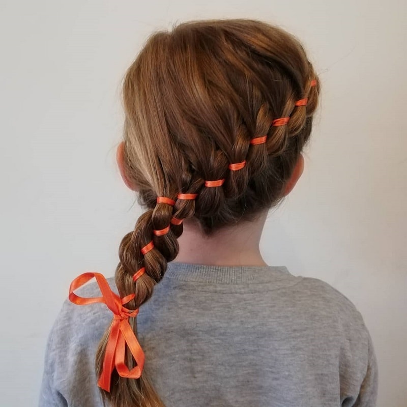 elsa braid with ribbon