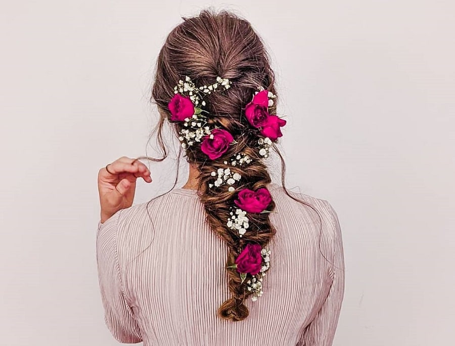 elsa braid with flowers 