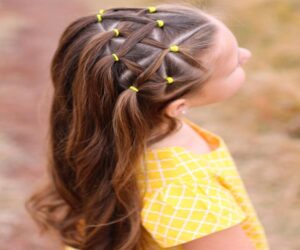 Barrette Pinned Side Parted Hairstyle