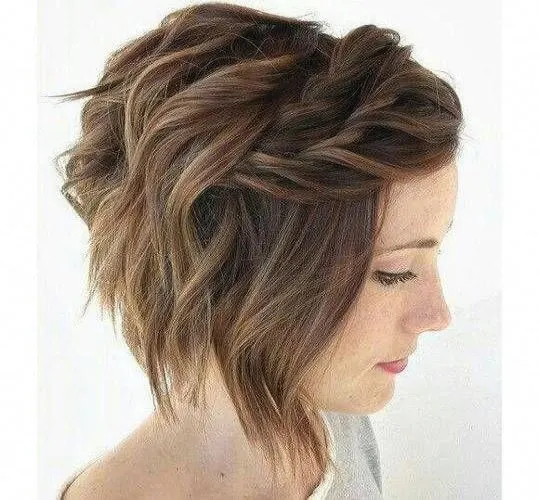 Braided Bangs In a Stacked Bob