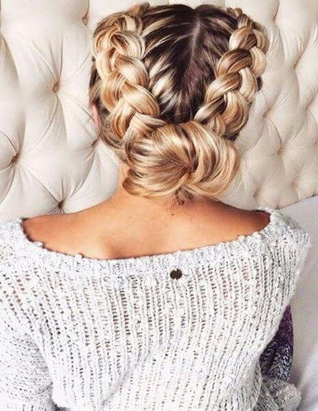 Double Braid With A Low Bun