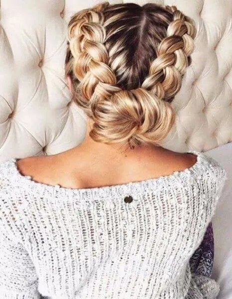 Double Braid With A Low Bun