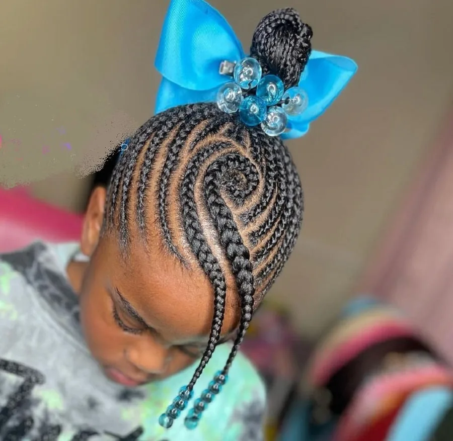 Afro Hair Bun Style With Bow Accessory