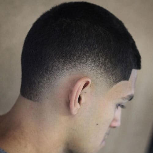 Buzz Cut With Low Burst Fade And Shape Up